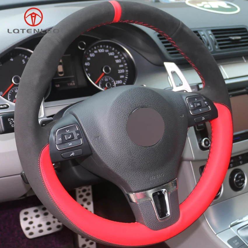 LQTENLEO черная замша красная кожа фотосессия для Volkswagen VW Golf Tiguan Passat B7 CC Touran Jetta Mk6 MK5|car