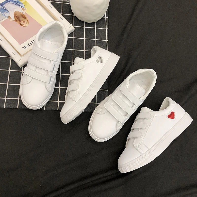 

Fashion Women Canvas Shoes Women Casual Flats Heart Lace-up Flats Female Spring Autumn Women Shoes Solid White Sneakers U13-67