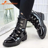 karinluna big size 35 43 female autumn daily boots platform round toe chunky heels shoelace zip women boots ankle women shoes