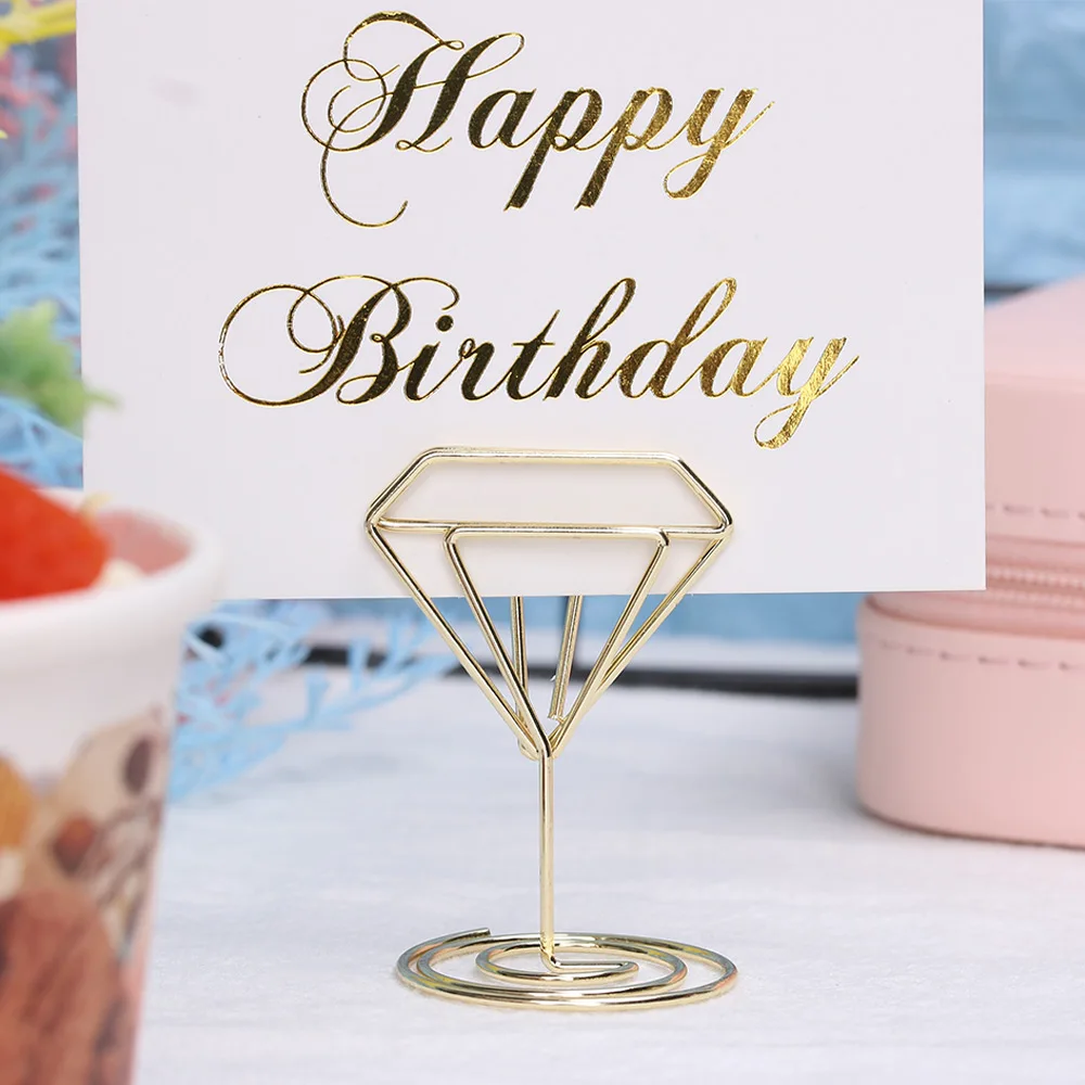 

Mini Metal Heart Shape Table Numbers Holder Clamps Stand Wedding Supplies Desktop Decoration Rose Gold Photos Clips Party Suppli