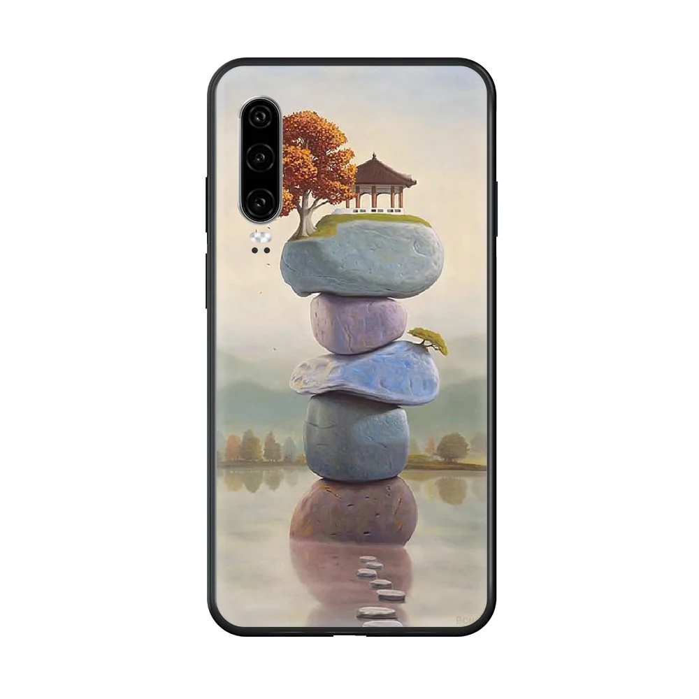 

Nice pebbles Phone Case hull For huawei honor 7 8 9 10 20 A S X Lite Pro black funda soft coque 3D bumper fashion Etui tpu