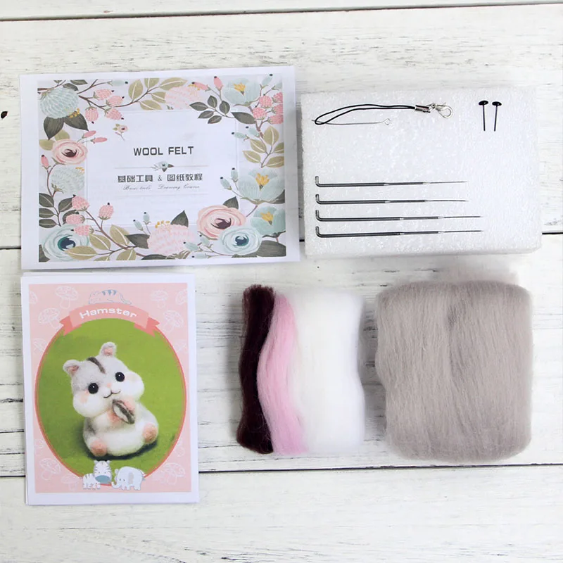ovely Animal Wool Felt Craft DIY Non Finished Poked Set Handcraft Kit for Needle Material Bag | Дом и сад