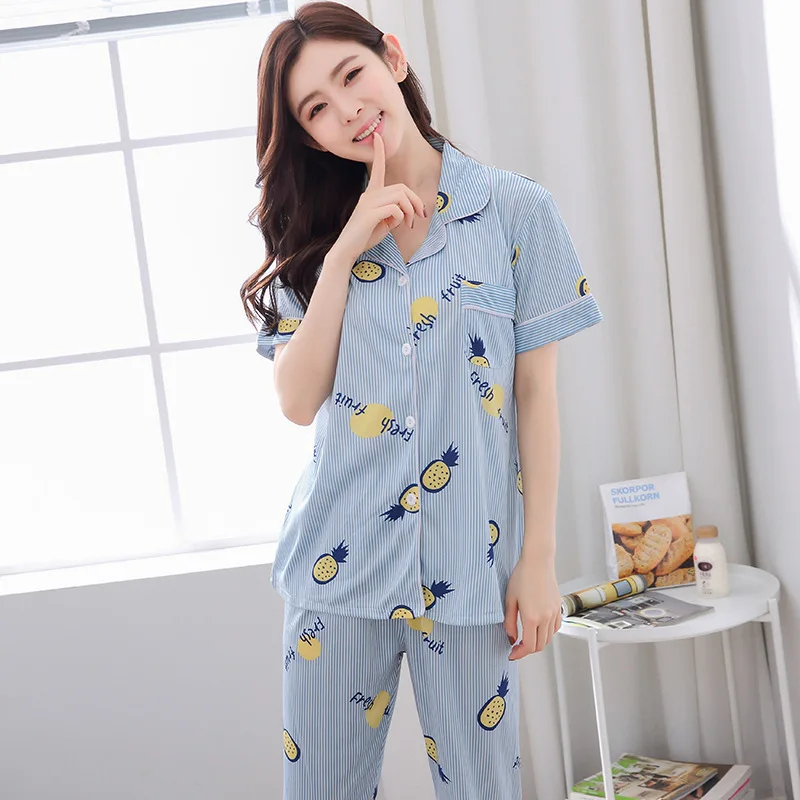 Женские пижамы с принтом ананаса короткие рукава штаны одежда для отдыха Женская