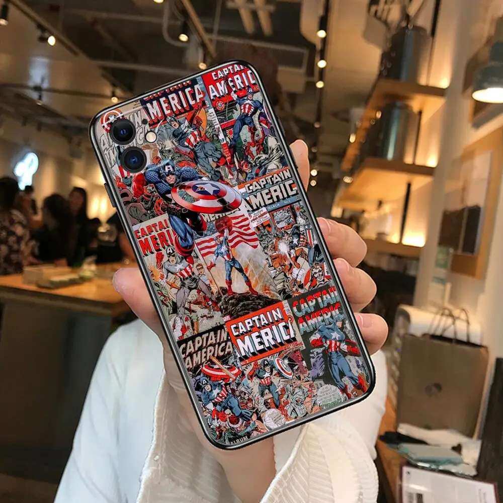 Чехлы для телефонов с комиксами Marvel iphone 13 Pro Max Чехол 12 11 8 PLUS 7 6S XR X XS mini мобильный