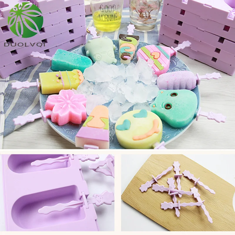 Duolvqi DIY Мороженое Плесень с крышкой и силикона кубики льда лоток Замороженные