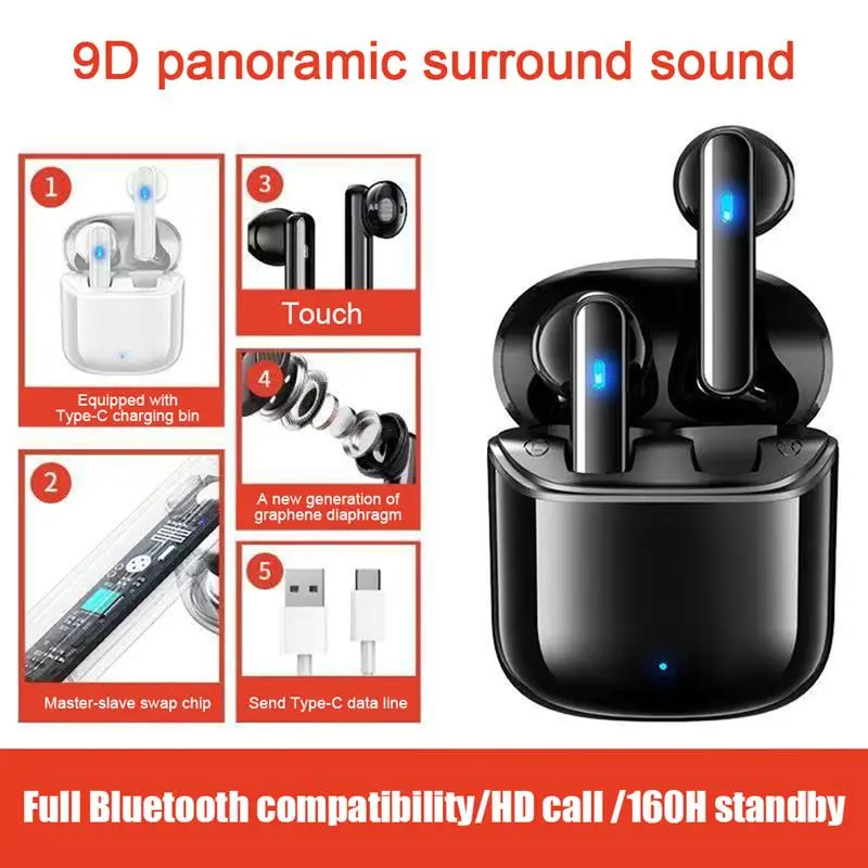 

Wireless Earbuds T9 Bluetooth 5.0 Digital Display Noise Reduction In Ear Headphones Waterproof Sport Smart Headsets