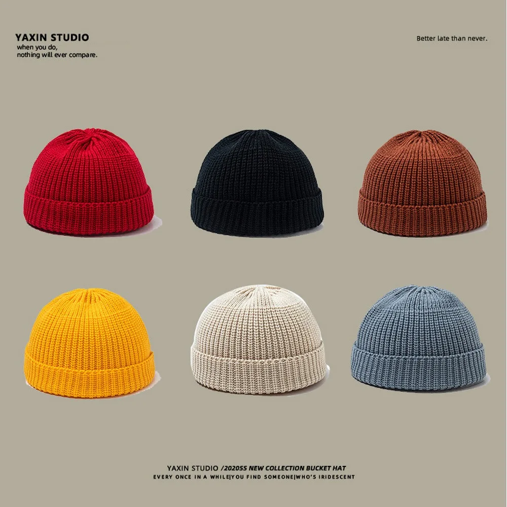 

Women's Hats Skullies Beanie Short Hat Knitting Acrylic Autumn and Winter Soft Bouncy Solid Color Cool Girl Female