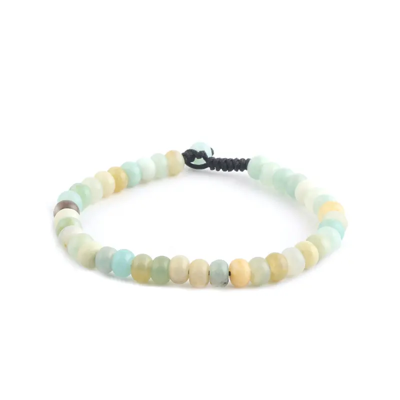 Новая мода 4*6 мм Абакус бусины амазонит камень браслеты для мужчин и женщин пары