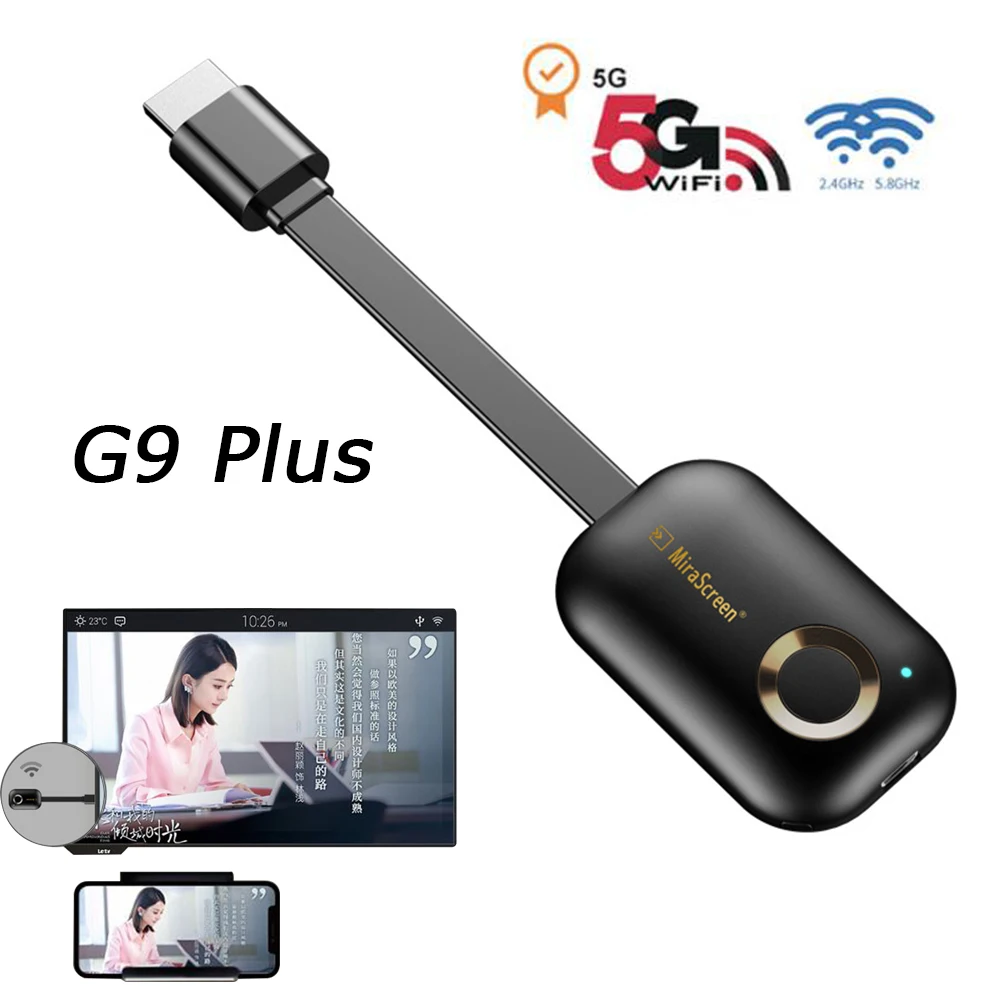 Mirascreen G9 Plus 2 4G/5G 4K беспроводной HDMI Wifi Дисплей Dongle Mirror Miracast Chromecast Airplay DLNA приемник
