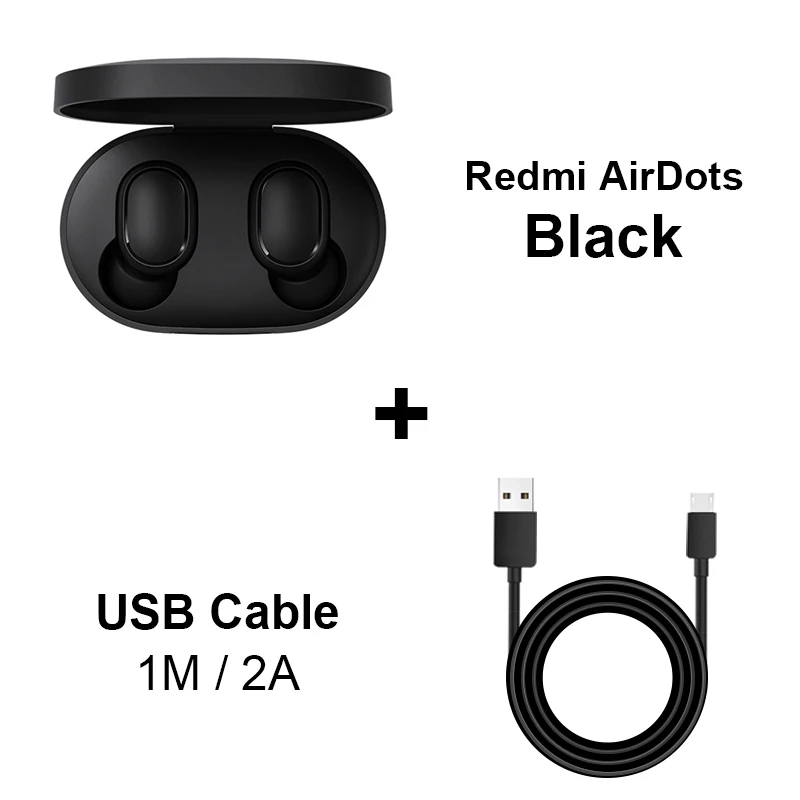 Add USB Cable Xiaomi Redmi Airdots TWS Bluetooth наушники стерео басы BT 5,0 Eeadphones с микрофоном Handsfree Наушники управление AI - Цвет: Add USB Cable