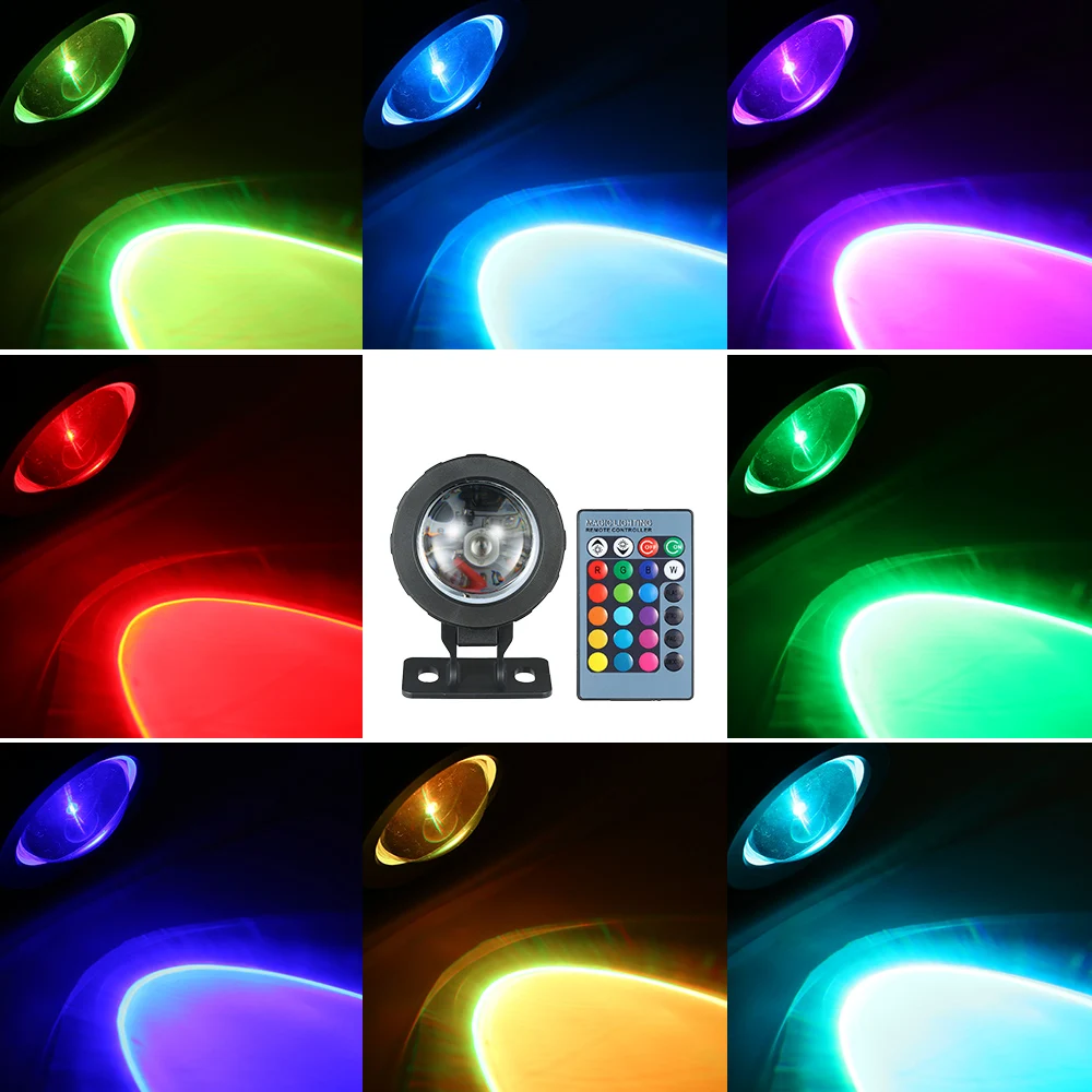 

20W RGB Led Underwater Light Waterproof IP65 Fountain Pool Ponds Aquarium Tank Lamp 16 color+ Remote controller Spot Lights
