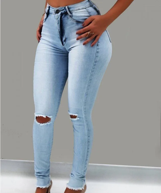 

High Waist Ladies Jeans 2020 New Summer Stretch Tights Skinny Jeans Women Ripped Jeans