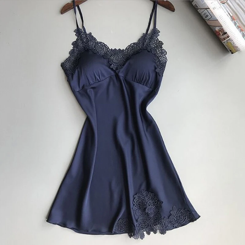 

Women Nightgowns Sexy Nightwear Lace Lingerie Nighty Silk Dress Sleep Wear Nightdress Clothes Short Paragraph Home Wear