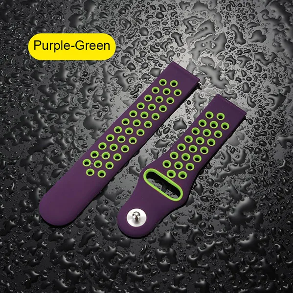 Purple Green UEBN 22 мм 20 мм силиконовый сменный дышащий ремешок для часов Garmin Vivoactive 3 samsung gear S2 S3 спортивные ремешки для часов - Цвет ремешка: Purple Green