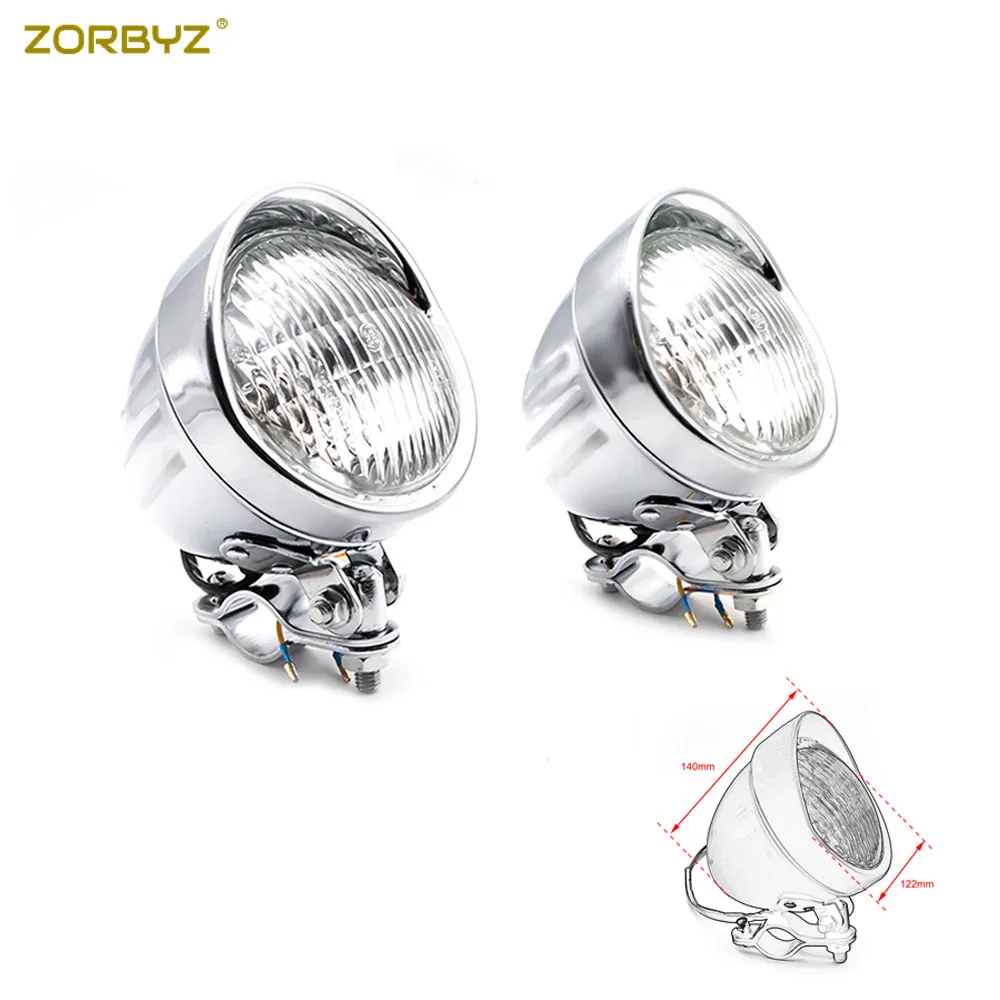 ZORBYZ мотоцикл 12 В Хромированный Ретро металлический противотуманный фонарь с