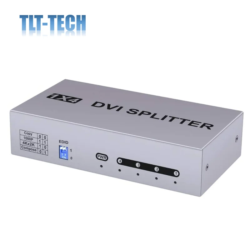 4K2K DVI Splitter  1x4 Dual DVI-D Splitter Support EDID 1080p UHD 3D Display Port 4xdvi-i Splitter dongle for PC