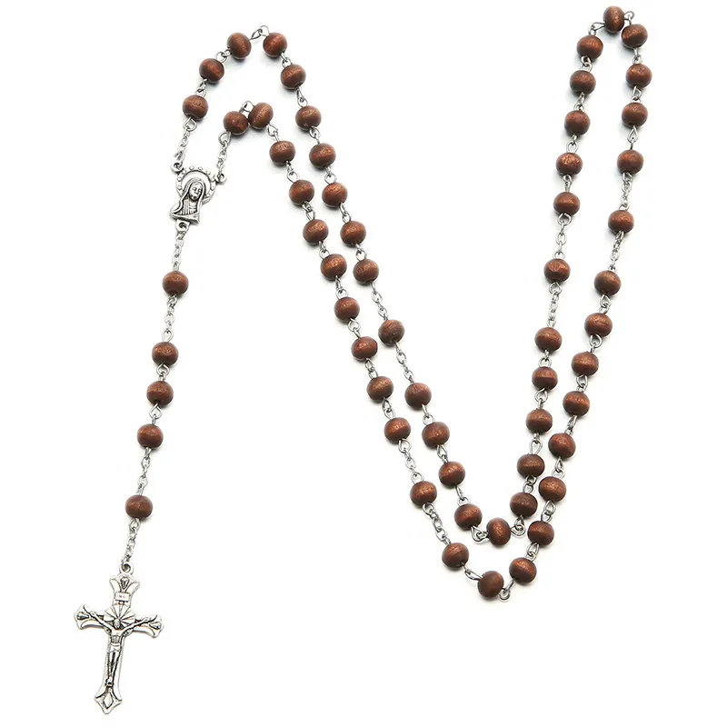 

HEYUYAO Religious Antique Cross Rosary Pendant Necklaces Jesus Saint Benedict Beaded Necklace for Men Women Jewelry