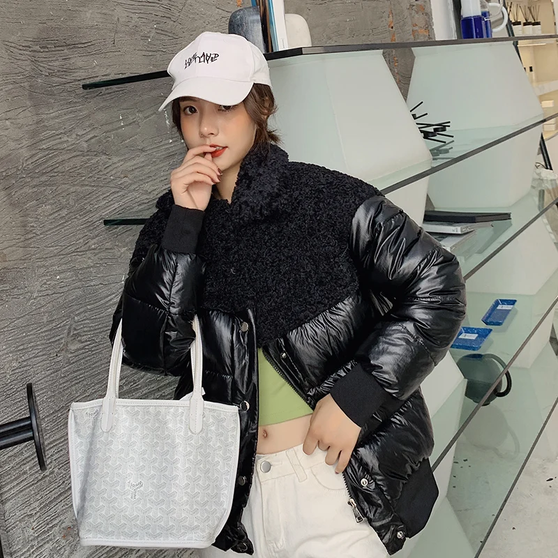 Спортивная зимняя куртка Женская парка пуховое хлопковое пальто с мехом размер