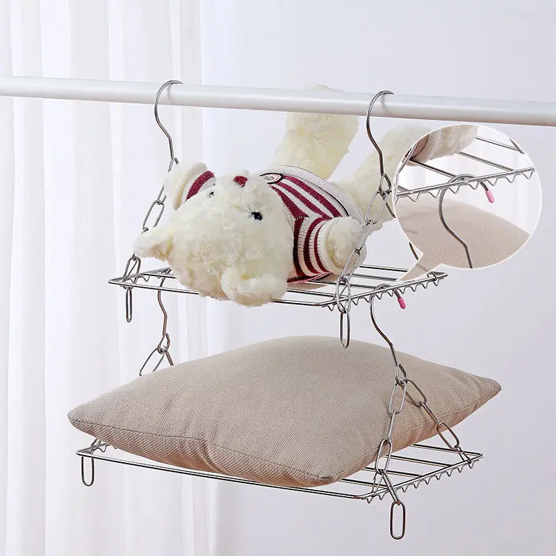 

Stainless Steel Shoe Rack Household Underwear and Sock Clothes Hanger Sock Drying Artifact Window and Multi Clip Windproof
