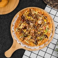 14 inch wooden pizza board round with hand pizza baking tray pizza stone cutting board platter pizza pan cake bakeware tools
