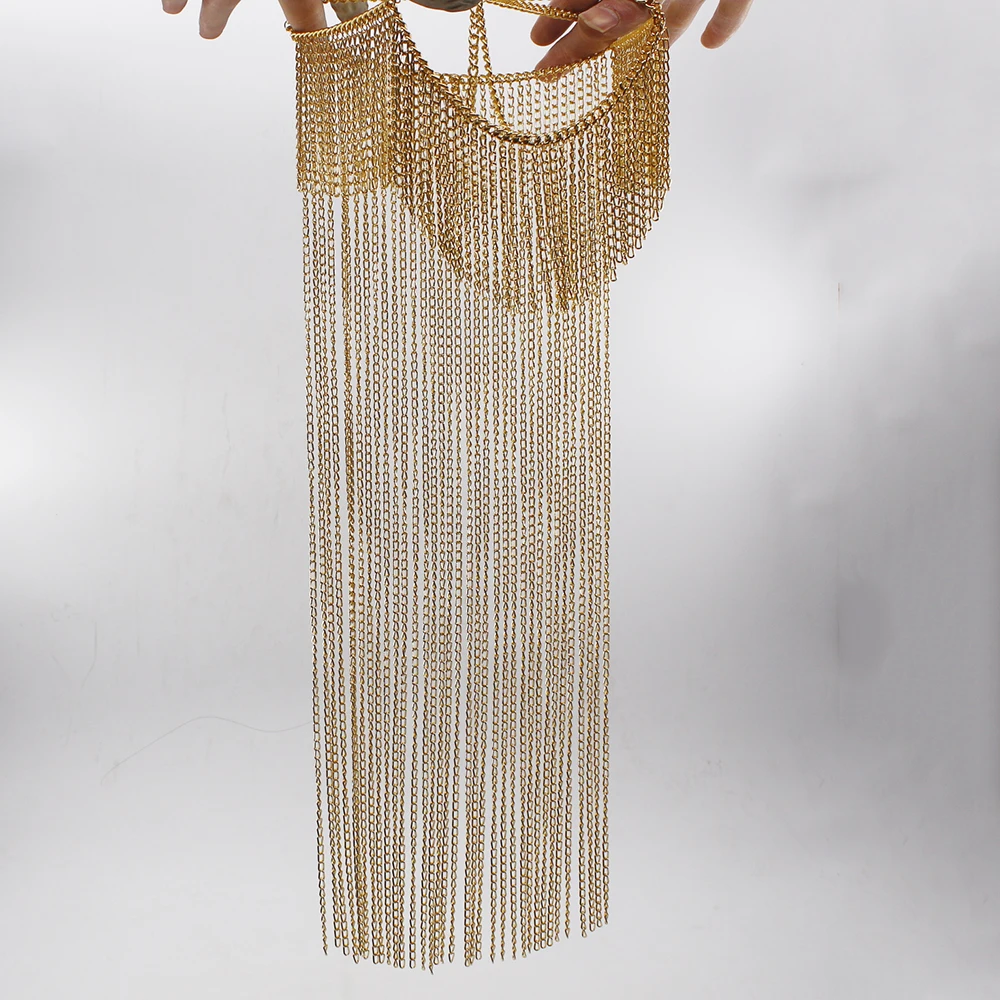 Цепочка на голову женская из алюминия с кисточками в стиле панк головной убор для