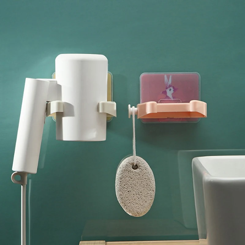 

1Pcs Cartoon Wall-mounted Hair Dryer Rack Wall Mounted Hairdryer Holder ABS Bathroom Shelf Storage Hairdryer Holder Rack
