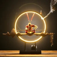 new chinese zen lighting led light ring weathered wood qitian dasheng ornaments creative home porch teahouse decorations