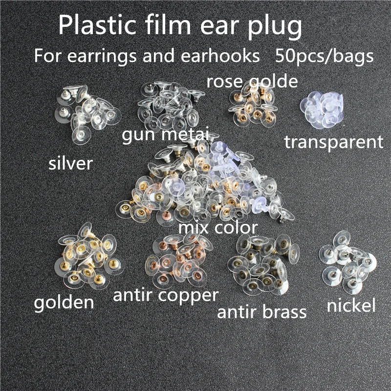 

100pcs Accessories jewelry making Earrings accessories earmuffs UFO earmuffs plastic transparent metal bullet head