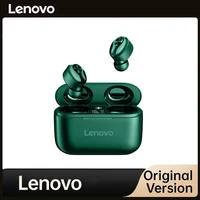 new lenovo ht18 wireless bluetooth earphone v5 0 volume control earbuds stereo hd talking ipx5 waterproof for sport stock