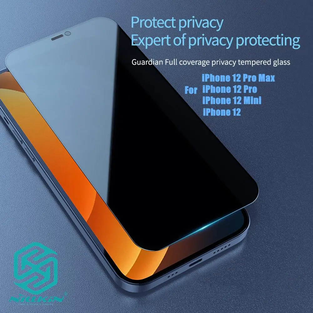 

For iPhone 12 12 Pro Max Nillkin Anti Glare Tempered Glass Screen Protector Safety Glass Anti-peeping Cover For iPhone 12 Mini