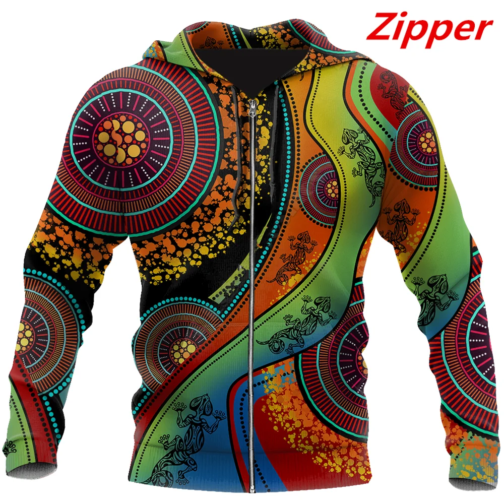 

Aboriginal Australia Indigenous Lizard Painting Art 3D Sweatshirt zipper hoodies women For men Pullover Tops