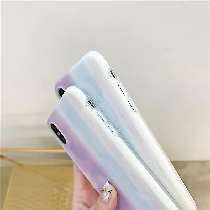 Aurora лазерный мраморный чехол для iPhone X XR XS Max глянцевый мягкий силиконовый 6 6s 7 8 7plus
