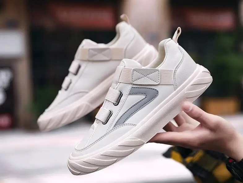 Кроссовки мужские из ПУ кожи Повседневная модная брендовая обувь Белые кеды