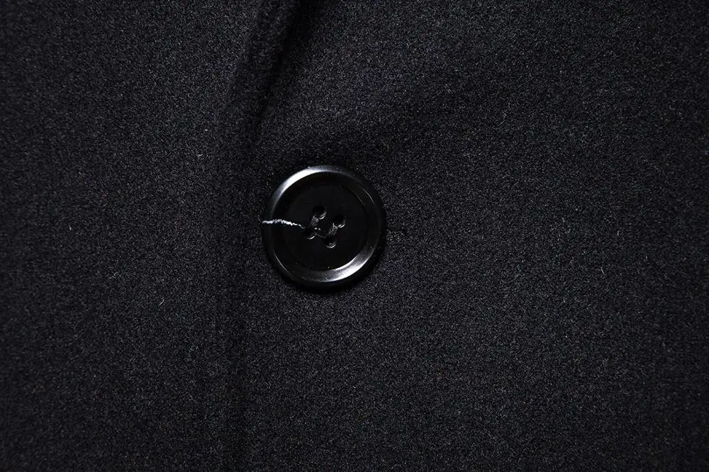 Шерстяное длинное мужское теплое Черное деловое пальто мужская стильная