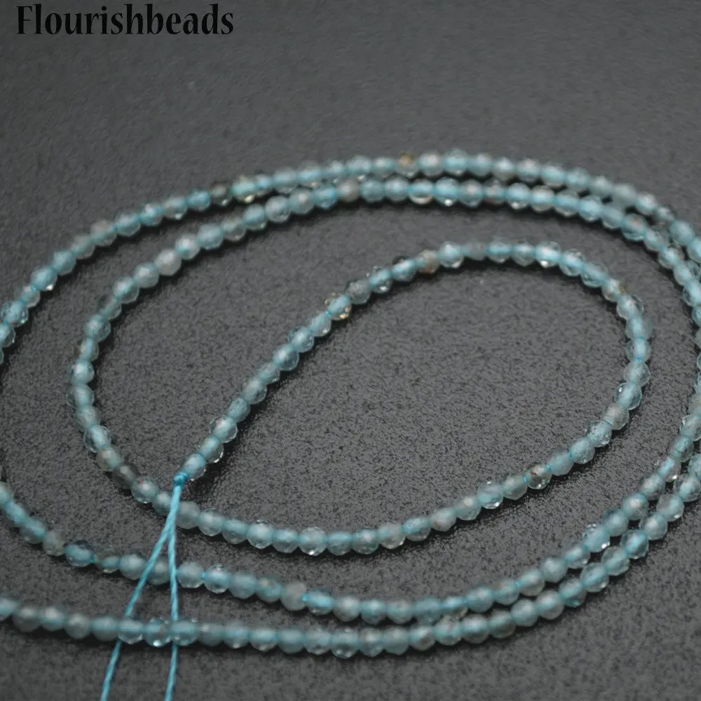 

Natural Light Blue Apatite Diamond Cutting Faceted 2mm Stone Round Loose Beads