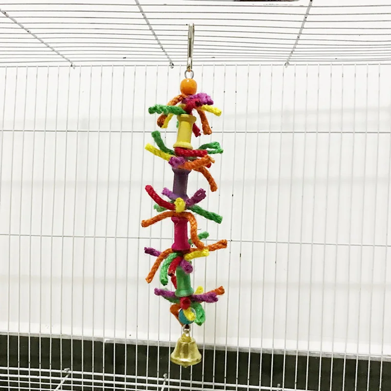 Новые игрушки для попугаев Висячие колокольчики птица белка забавная цепочка