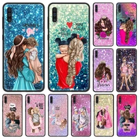 baby mom girl phone case for samsung galaxy a70 a50 a21s a12 a51 a71 a02s a40 a30s a20s a10 a10e black soft coque