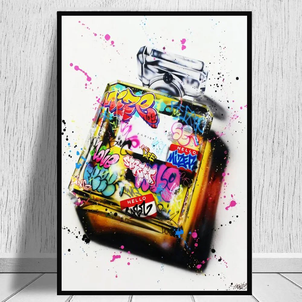 Современная Картина на холсте с флаконом духов граффити модные настенные