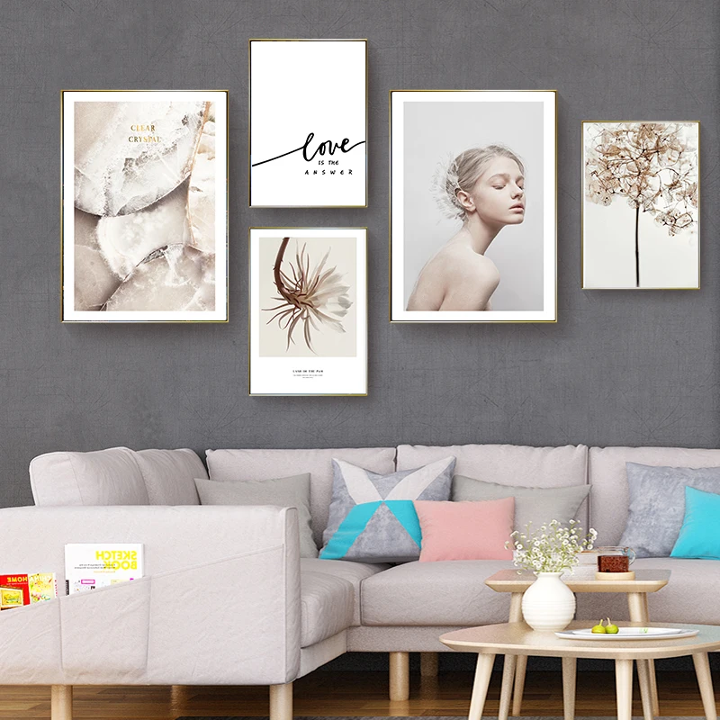 Скандинавский стиль девушка Одуванчик цветок реалистичный холст абстрактная