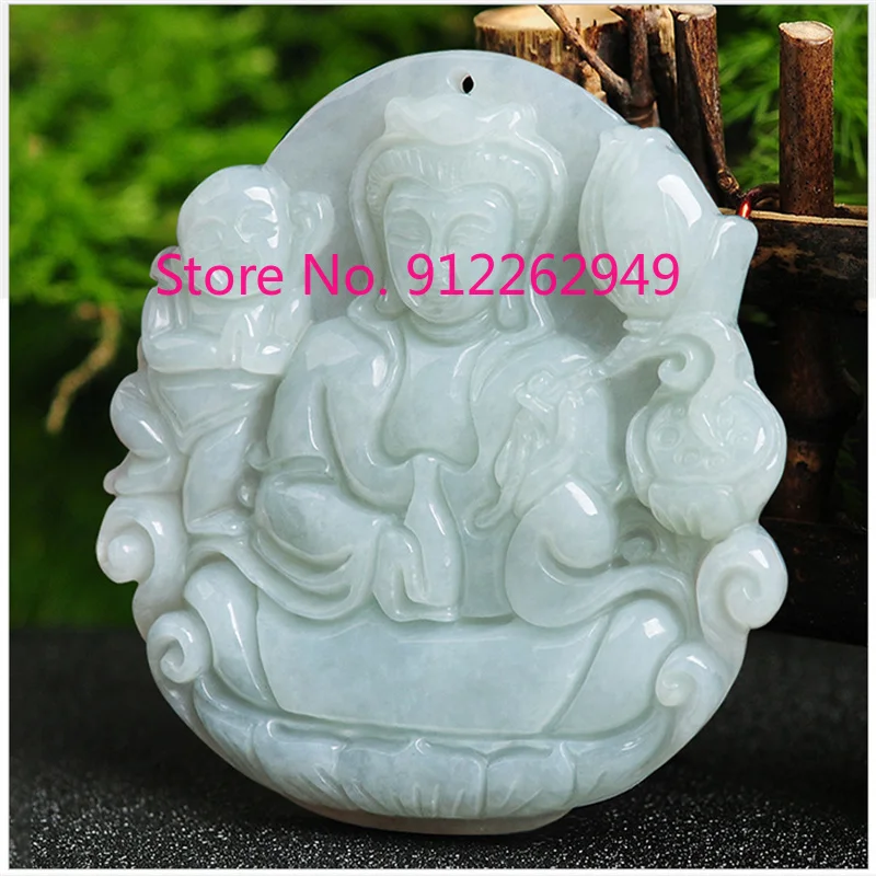 

Лидер продаж, натуральный нефрит, вырезанный вручную, Гуаньинь, посылает сына, ожерелье, кулон, модные ювелирные изделия, аксессуары для муж...