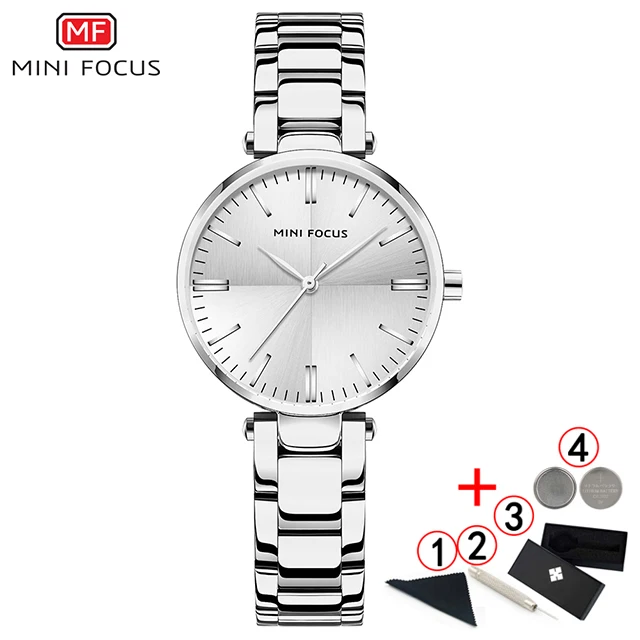 silver-add-box Minifocus женские часы известных люксовых брендов модные ультратонкие часы женские из нержавеющей стали женские наручные часы для женщин - Цвет: silver-add-box