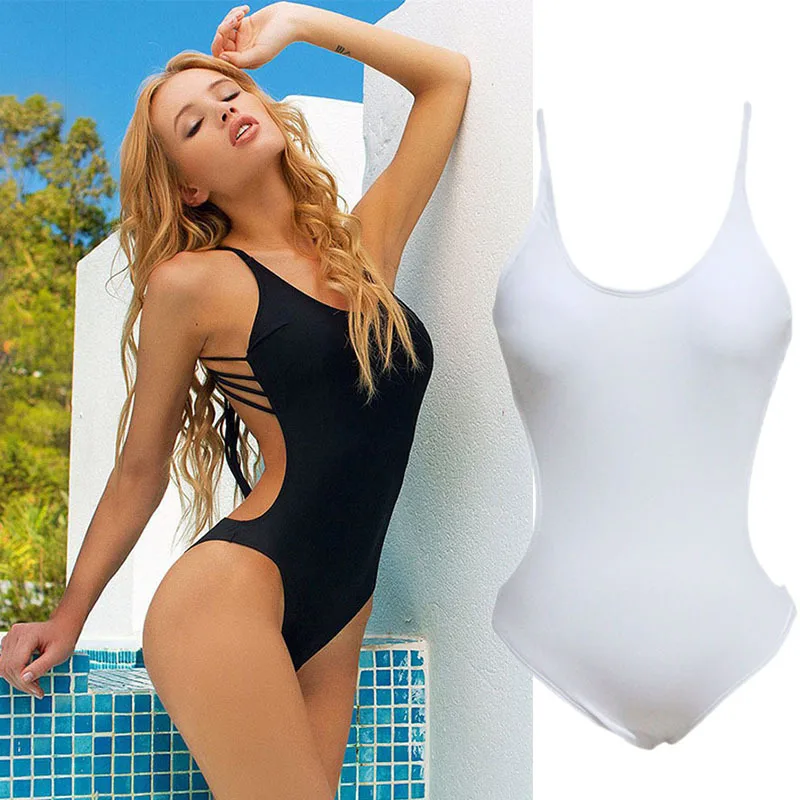 

2021 New European American Hot Summer Black And White Beach Swimsuit Sexy Romper