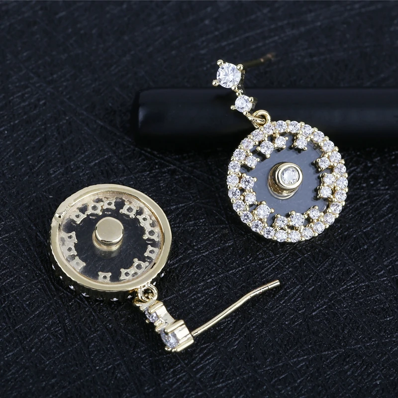 MIGGA круглые серьги капли с микро покрытием из кубического циркония золотой цвет