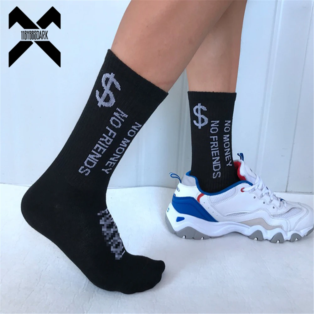 

Hip Hop Socks Mens High Quality Cotton NO MONEY NO FRIEND Socks Streetwear Casual Skateboard Sock Unisex Harajuku WZ05
