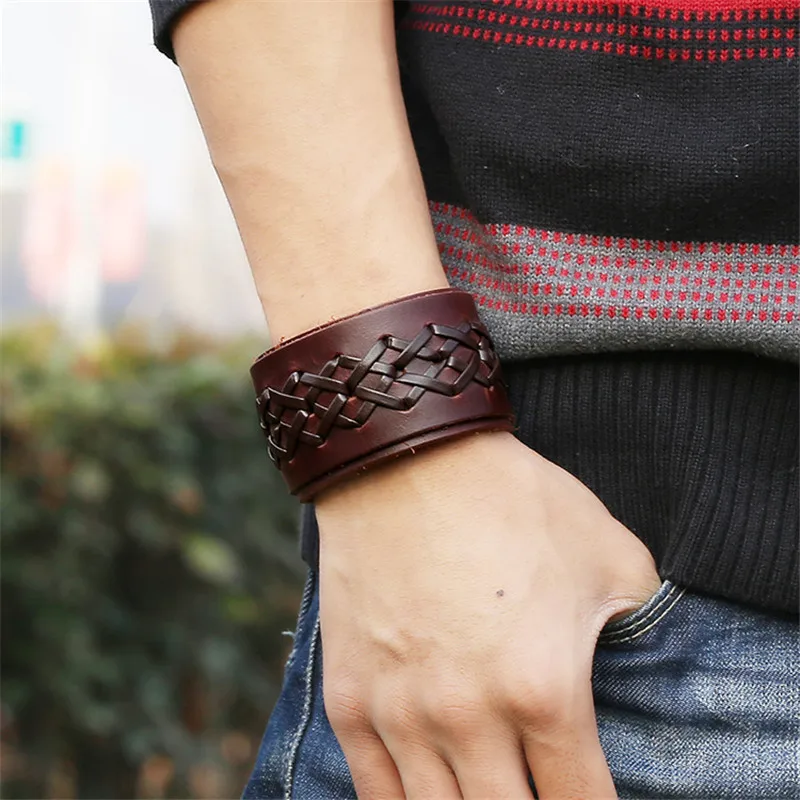 Новинка Модные Винтажные многослойные кожаные браслеты ручной работы с