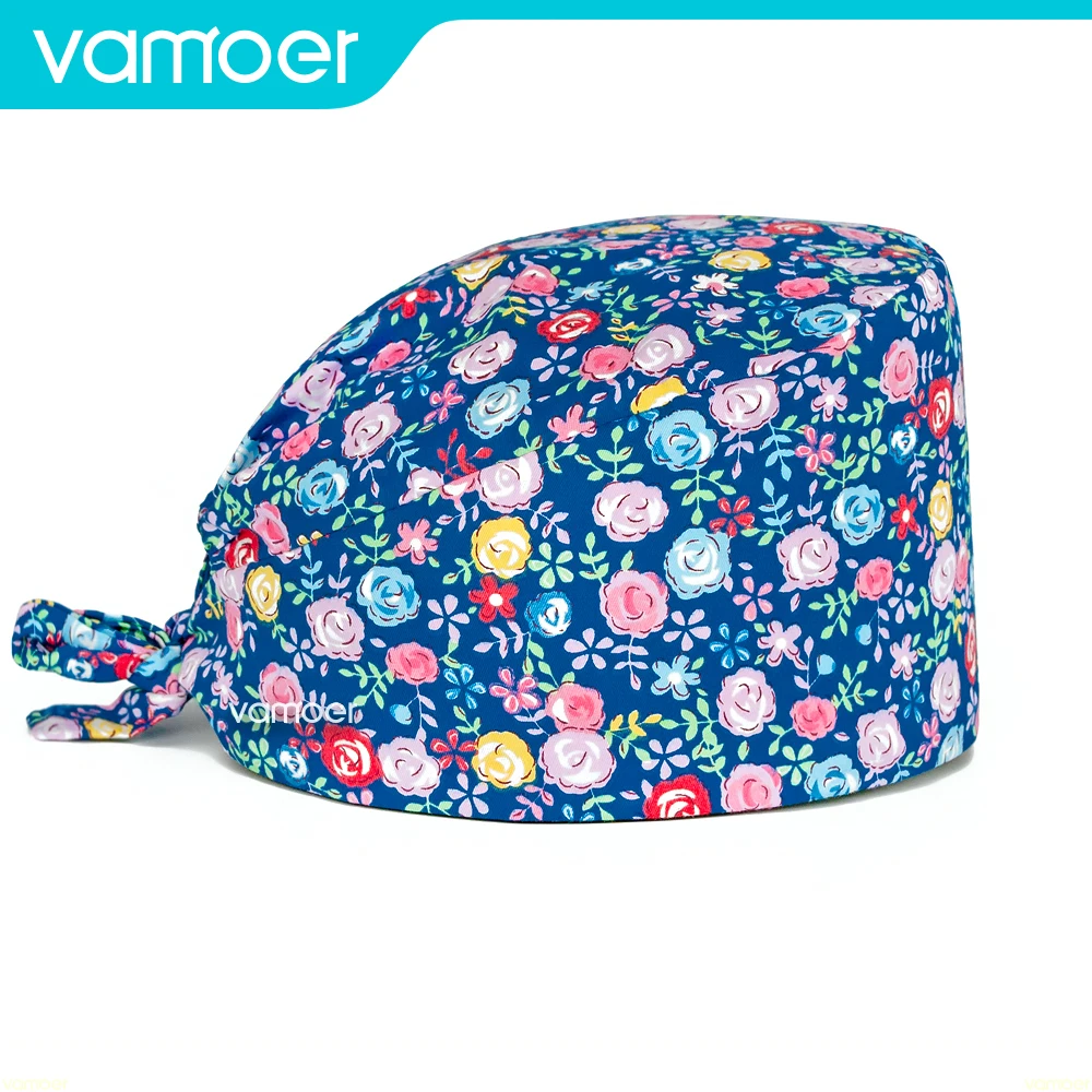 

medical hat Flowers Scrub Nurse Hat gorros quirurgicos Sanitary Cap with Sweatband Cartoon Printing Nursing Cap vamoer Scrub Cap