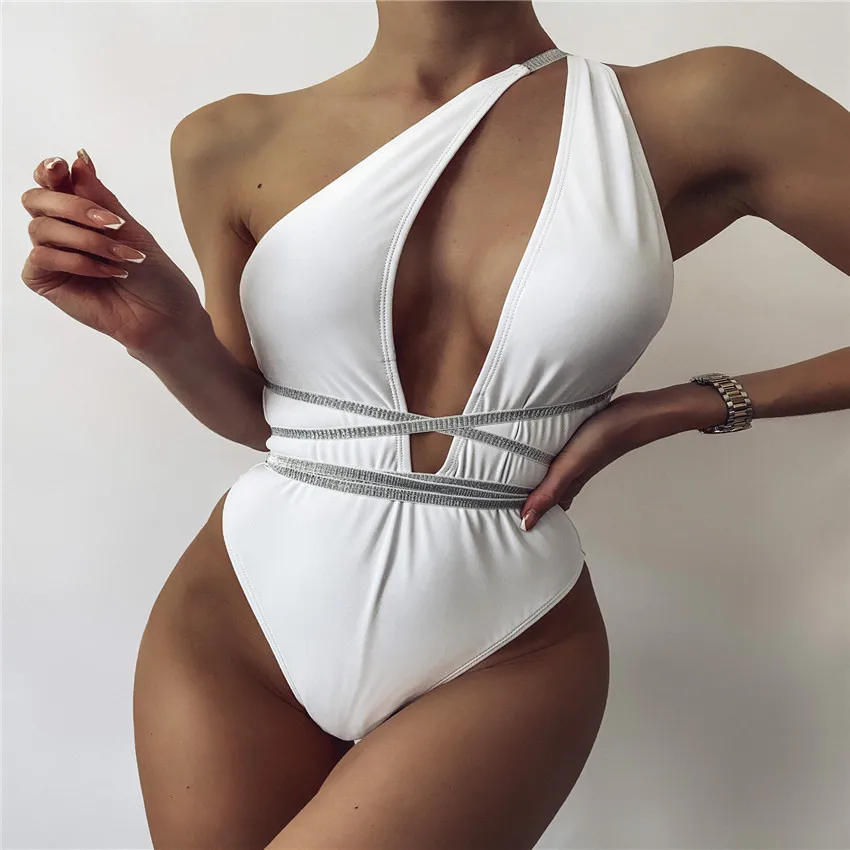 

New Sexy Asymmetric Wrap Around Women Swimwear 2021One Piece Swimsuit Female Bather Bathing Suit Swim Deep V Neck Monokini