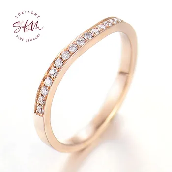 SKM Vintage diamond rings 14k rose gold ring classic Engagement wedding rings designer Promise Luxury Fine Jewelry