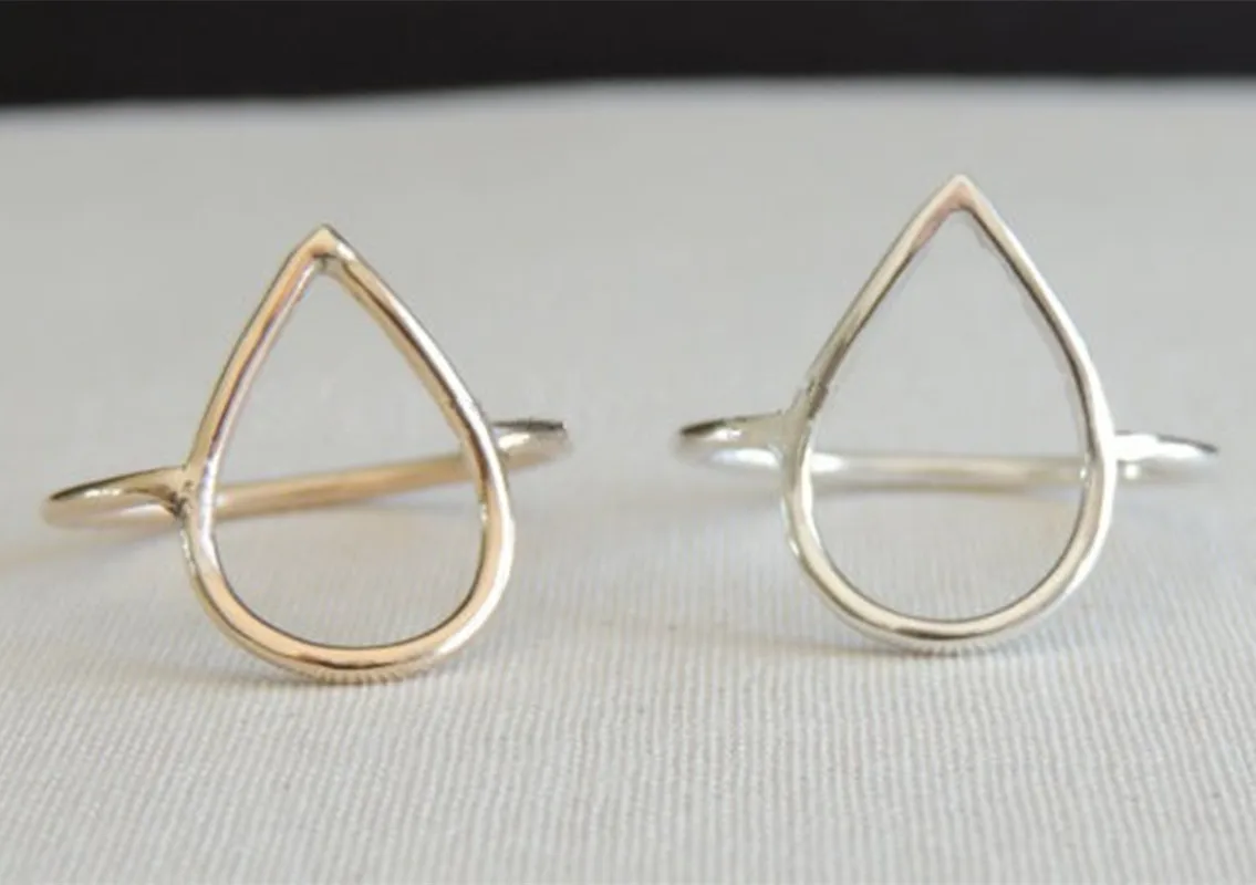 

Fashion Drops of Water Contour Ring Hollowed-out Drop Ring 30PCS/lot