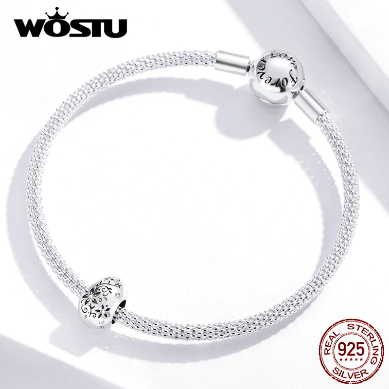 WOSTU Vintage Retro Flower Bead 100% 925 Sterling Silver Easter Egg Charm Fit Original Bracelet Pendant Fashion Jewelry FIC1466 | Украшения